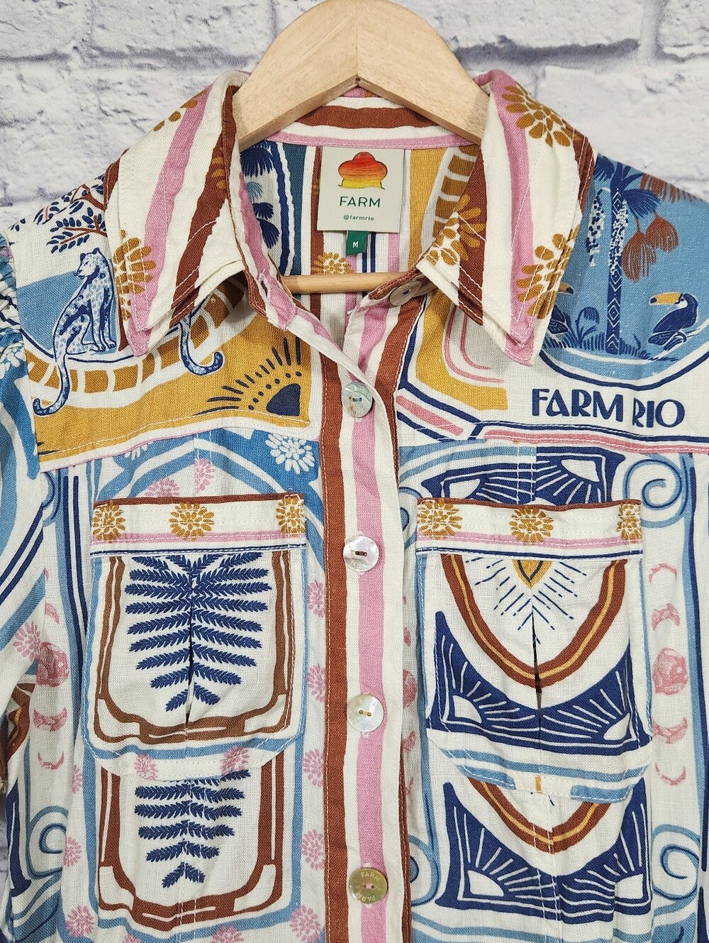 Farm Rio Cerrado Stamps Mini Dress - Picture 8 of 13